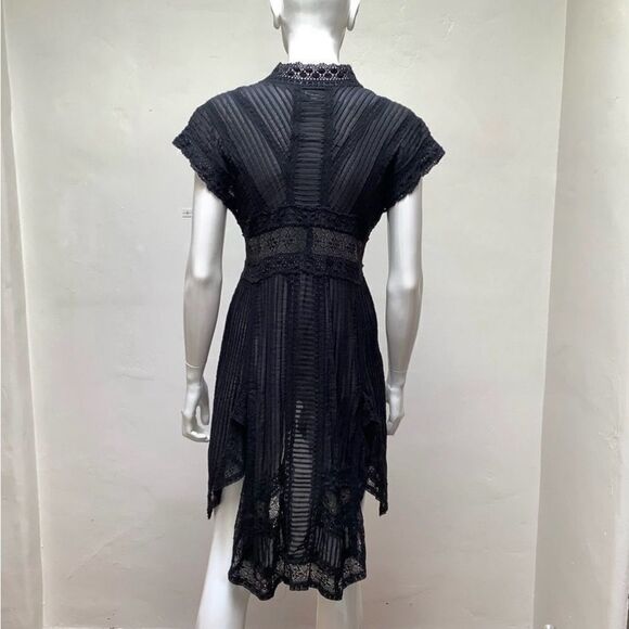 BIYA Designer of JOHNNY WAS Sheer Lace Dress Intricate Sheer and Lace High Low - Picture 5 of 15
